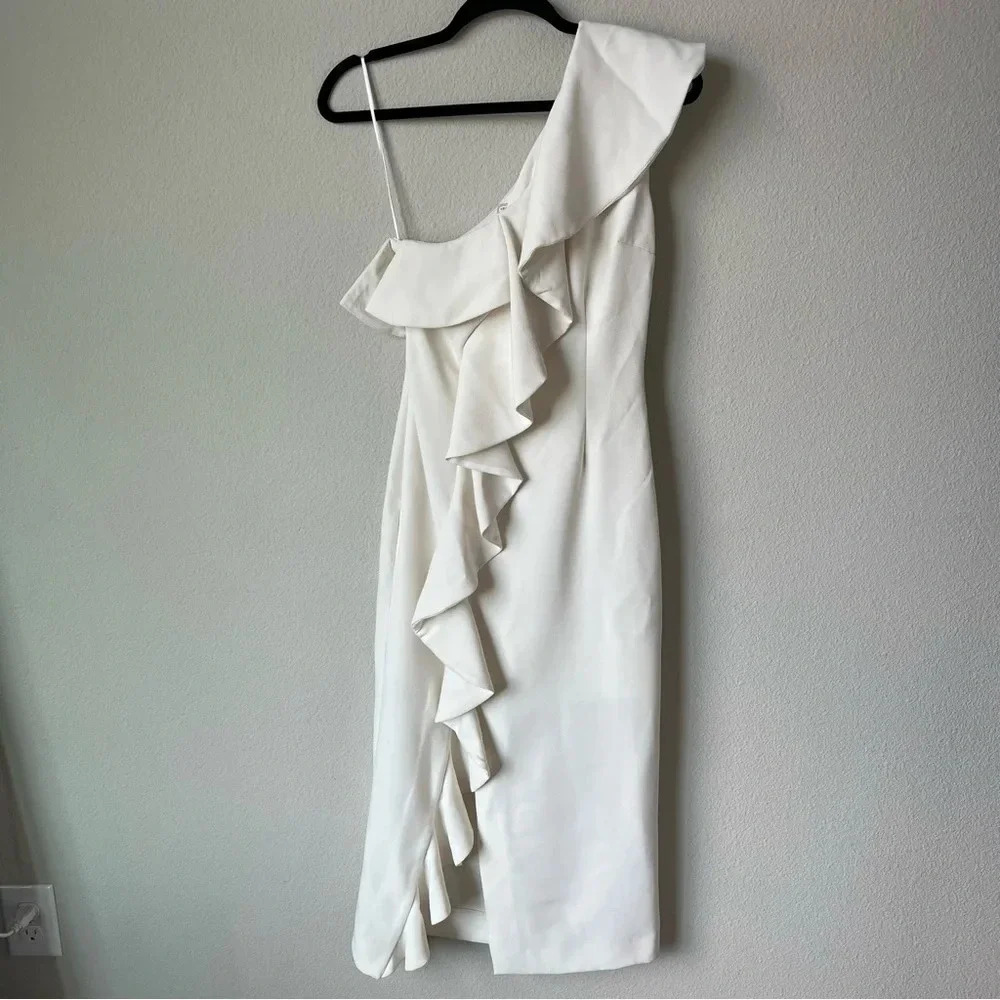 Keepsake White One Shoulder Ruffle Dress Size Small / 4 - Picture 8 of 8